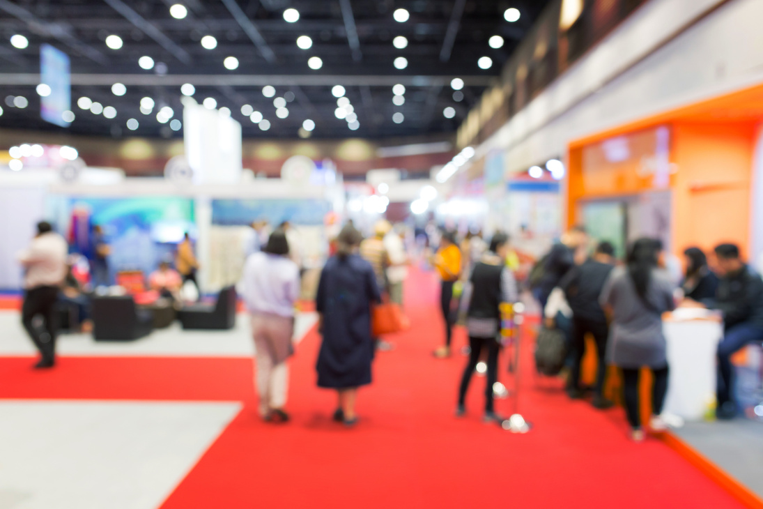 Abstract Blurred Event Exhibition with People Background, Business Convention Show Concept